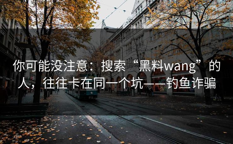 你可能没注意：搜索“黑料wang”的人，往往卡在同一个坑——钓鱼诈骗